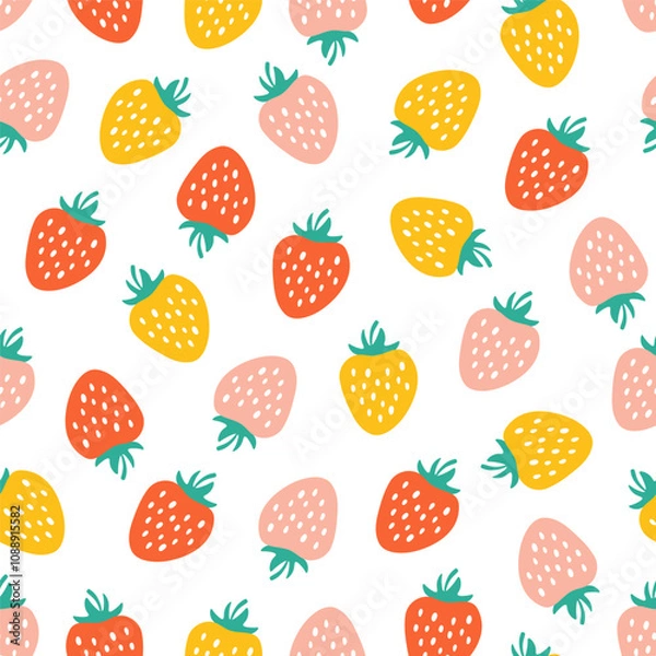 Fototapeta Seamless pattern with colorful strawberry