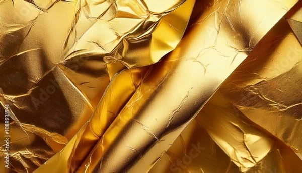 Obraz advertising campaign or animation background with gold textures and golden foil metallic sheets