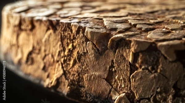 Fototapeta Close-up of a textured wooden surface, showcasing its intricate grain patterns and natural beauty.