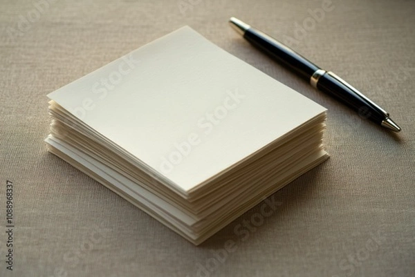 Fototapeta Blank Notepad and Pen on a Soft Surface