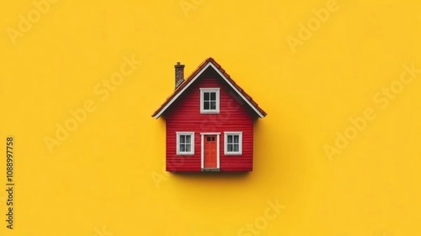 Obraz Small Red House Model on Solid Surface