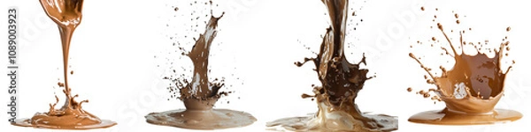 Obraz A dynamic sequence of liquid splashes, showcasing different stages of movement and impact.
