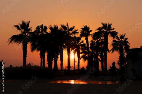 Obraz Kite beach sunset on Dubai beach 