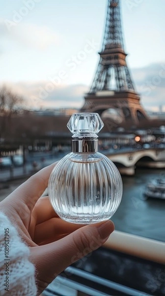 Fototapeta Perfume Bottle in Front of Eiffel Tower