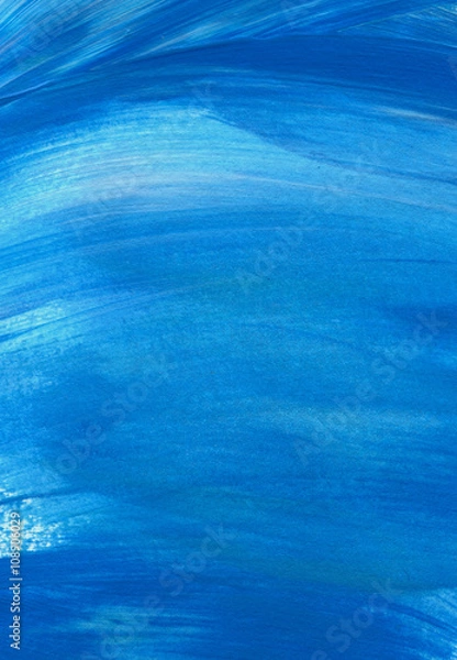 Obraz Blue Abstract acrylic texture background. Hand paint brush texture, acrylic textured backdrop. Dynamic Brush Stroke. Art Abstract Space for Text