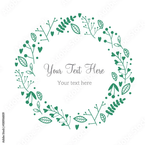 Fototapeta Floral Frame Collection. Set of cute retro flowers arranged un a shape of the wreath perfect for thank you card wedding invitations and birthday cards