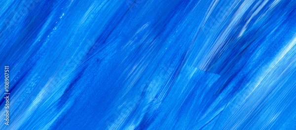 Obraz Blue Abstract acrylic texture background. Hand paint brush texture, acrylic textured backdrop. Dynamic Brush Stroke. Art Abstract Space for Text