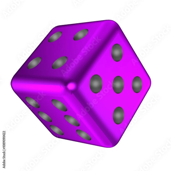 Obraz Purple  metal dice on transparent background.