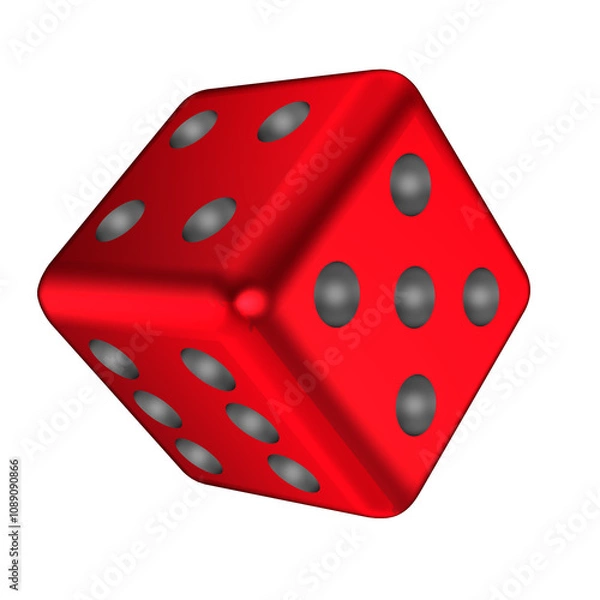 Fototapeta Red metal dice on transparent background.