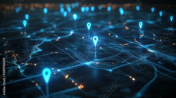 Obraz Digital City Map Network Visualization