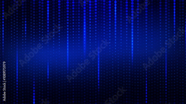 Fototapeta Abstract digital data flow concept. Digital neural network and big data visualization on dark blue background