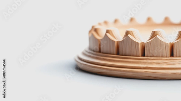 Obraz Exquisite Handmade Woodwork with Smooth Gradients Showcasing Traditional Craftsmanship and 3D Details on a Fine Wooden Display Piece