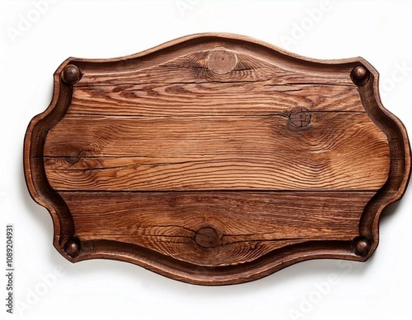 Fototapeta rustic wooden plaque isolated on white background