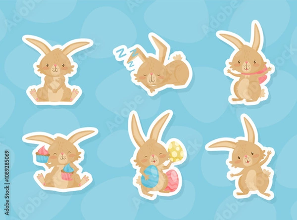 Obraz Cute Rabbit Animal with Long Ears Vector Set