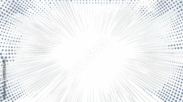 Obraz Abstract burst background with radiating lines and halftone dots, creating a dynamic and energetic design.
