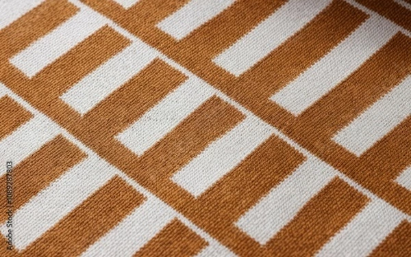 Fototapeta Beige brown knit texture. Warm autumnal hues in a textured knit fabric.  Cozy and comforting design.