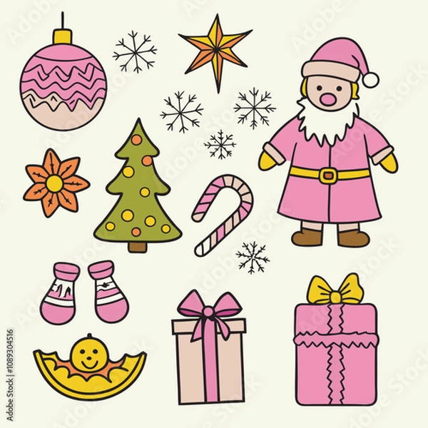 Obraz set of christmas elements