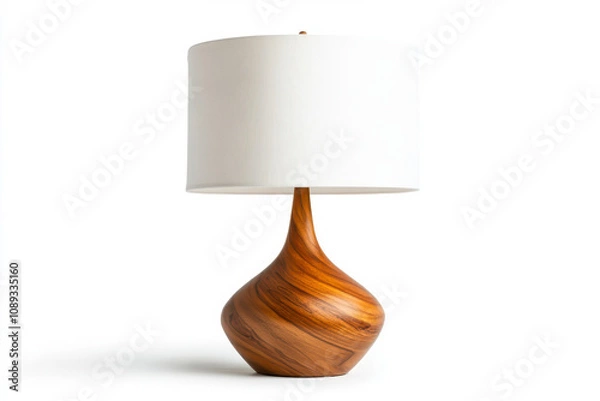 Fototapeta Mid Century Table Lamp With Textured Shade on a Bright White Background