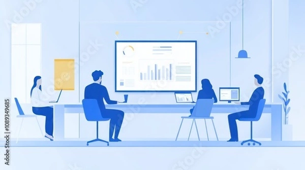 Fototapeta Teamwork, Business Meeting, Data Analysis, Modern Office, 
