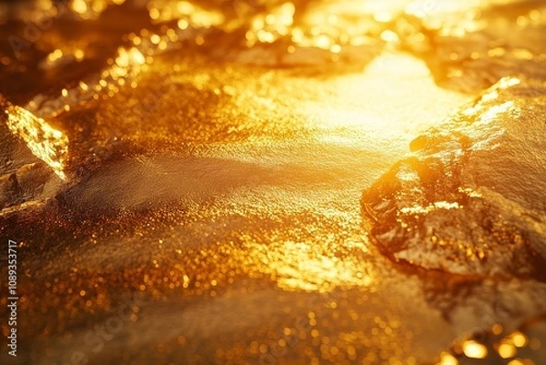 Fototapeta Close-Up of Shiny Gold Background with Golden Paper Texture, Lustrous Finish and Bright Light, High-Resolution Detail.