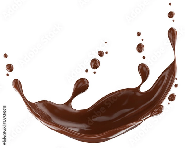 Fototapeta chocolate splash isolated on a white background. 3d render