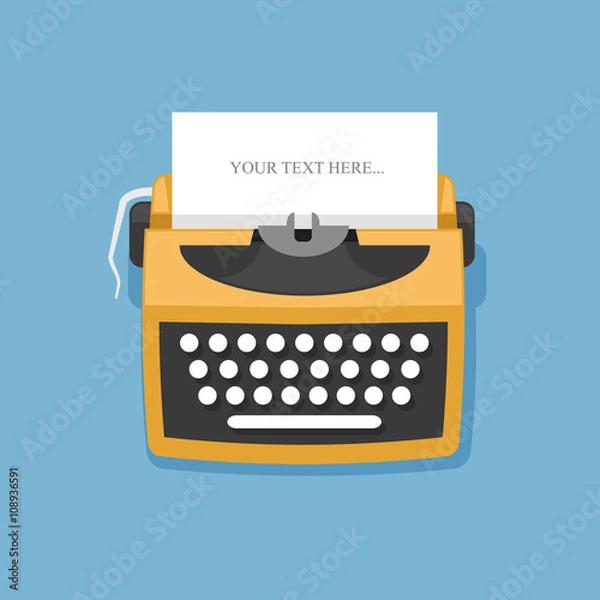 Fototapeta Retro typewriter vector illustration. Flat design style.