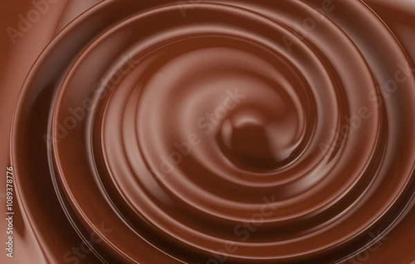 Fototapeta close up of chocolate swirl. 3d render
