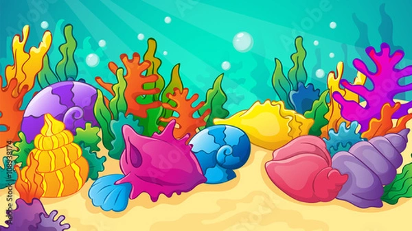 Obraz Cartoon See Shells And Corals