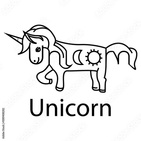 Fototapeta  unicorn text logo vector design