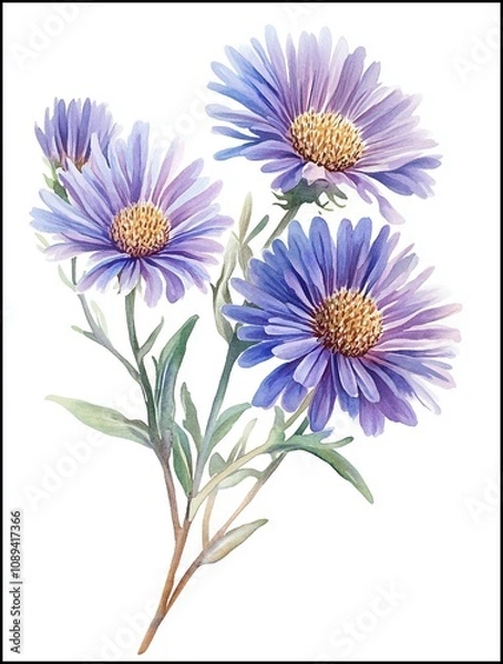Fototapeta Watercolor Asters