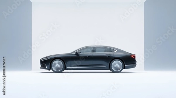 Obraz sleek luxury sedan in a minimalist studio setting