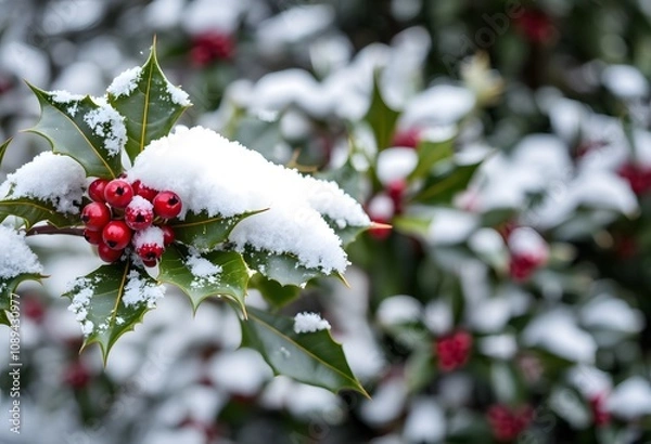 Obraz red berries on snow