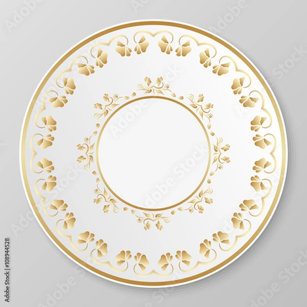 Fototapeta Vector gold decorative plate.