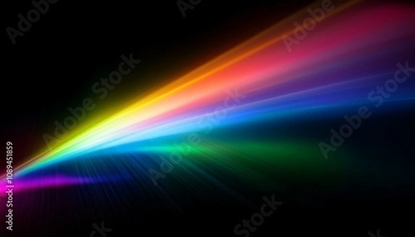 Fototapeta abstract colorful rainbow light leak prism flare photography overlay on black background