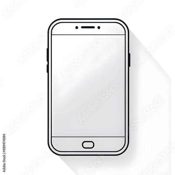 Fototapeta A centered smartphone icon with a clean screen outline, on a transparent or white background. Represents modern mobile technology with a sleek and minimalistic design.
