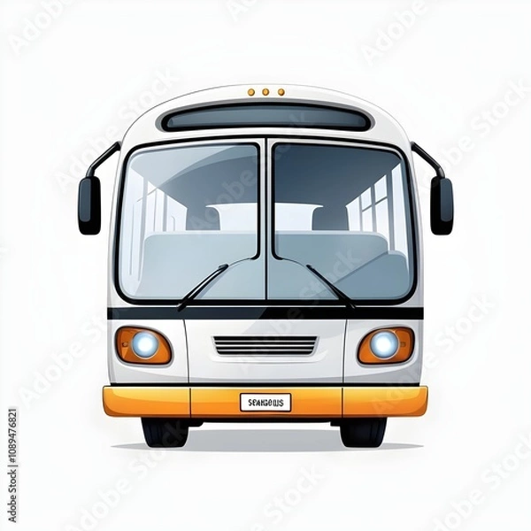 Obraz A centered bus icon featuring windows and headlights, displayed on a transparent or white background. This clean and simple design symbolizes public transportation and travel.