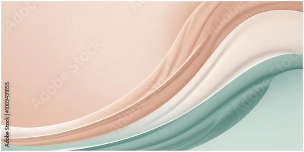Fototapeta A soothing gradient from pale peach to cool mint with gentle wave patterns, representing dynamic zen energy.