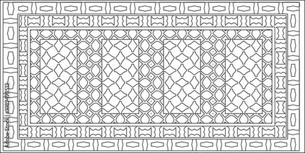 Fototapeta Figures from lines.Black pattern on white wallpaper for web page, textures, card, poster, fabric, textile. Abstract background.Repeating background image.White texture.