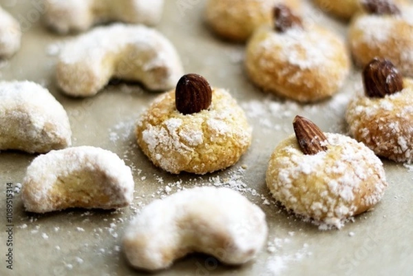 Obraz Kekse backen - Kokos-Makronen und Vanillekipferln