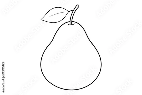 Fototapeta Pear fruit outline vector, Pear line art vector illustration