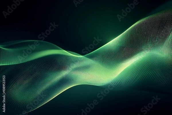 Obraz Abstract financial trendlines in green on a dark background