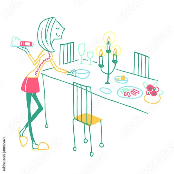 Fototapeta 女性-ディナー準備