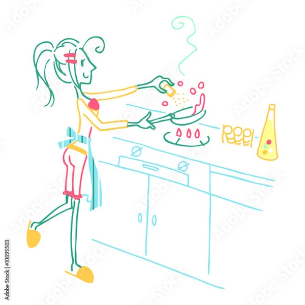 Fototapeta 女性-キッチン