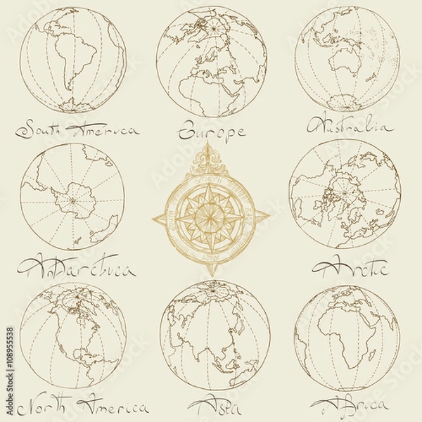 Obraz Maps atlas continents.