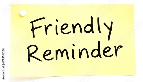 Fototapeta Friendly Reminder sticky note isolated on a white background