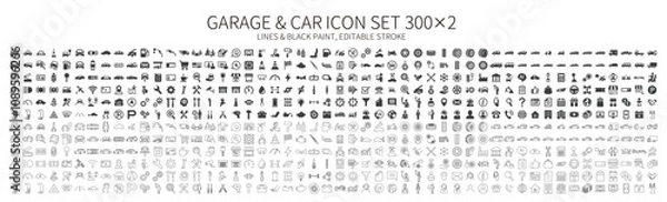 Obraz Car, garage, tool, auto service related icon set