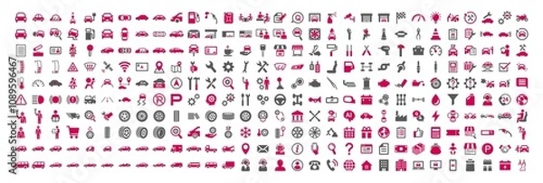 Obraz Car, garage, tool, auto service related icon set
