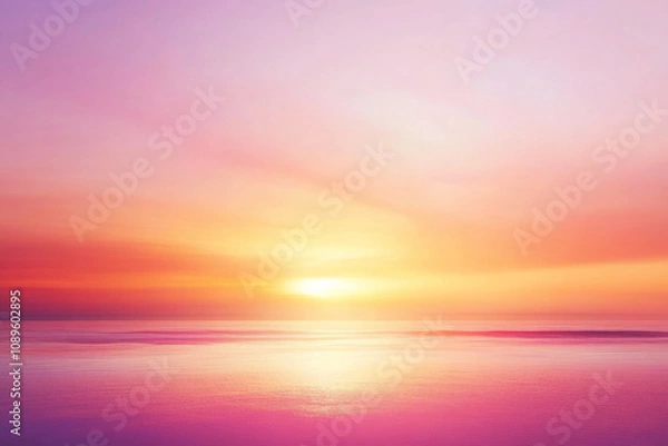 Fototapeta A blurred gradient background fades from warm pink to pale orange and purple. The soothing sunset colors create a peaceful, glowing atmosphere with a calm ambiance