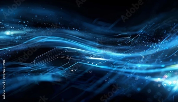 Obraz abstract technology background with blue waves