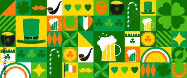 Obraz Modern seamless geometric pattern for St. Patrick's Day. For wallpaper, wrapping paper, banners, posters, greeting cards